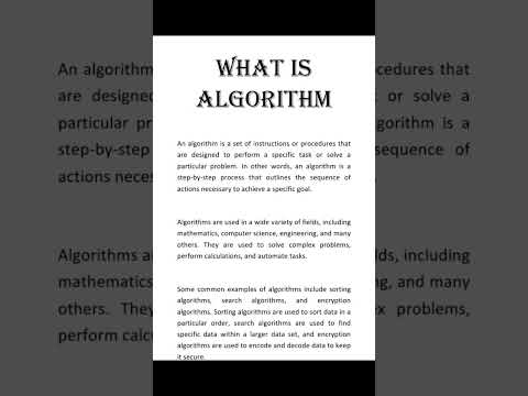 what is algorithm #algorithm