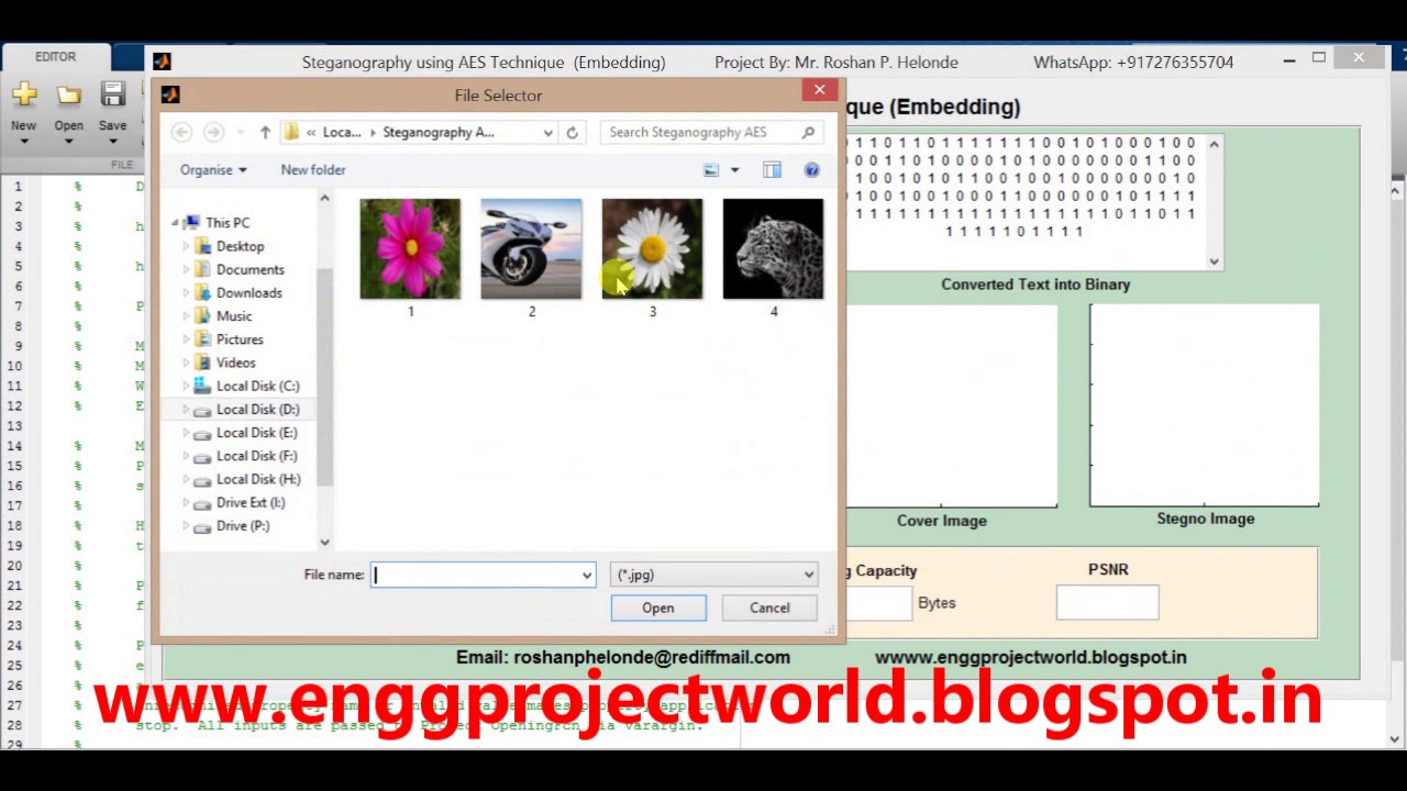 Complete MATLAB Steganography Project Using AES Encryption 🔒