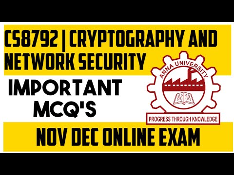 CS8792 | CRYPTOGRAPHY AND SECURITY | MOST IMPORTANT MCQS | ANNAUNIVERSITY