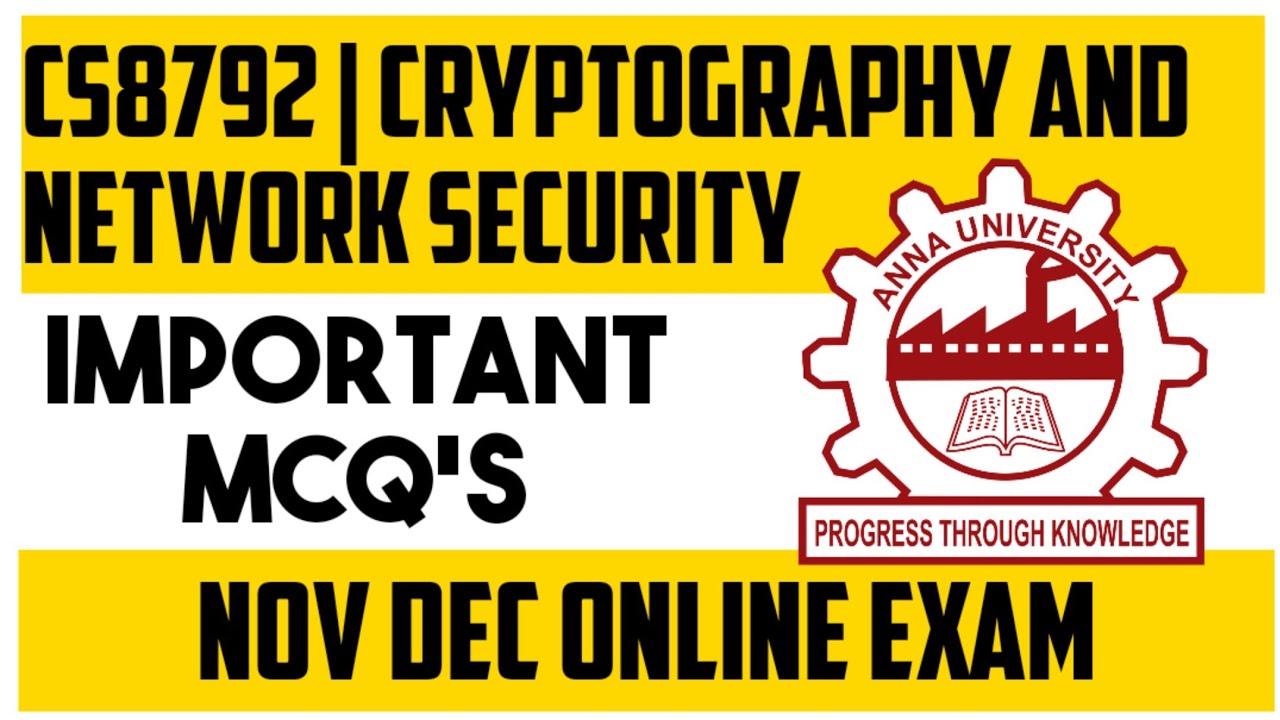 CS8792 Cryptography & Security: Top MCQs for Anna University Semester 7 π