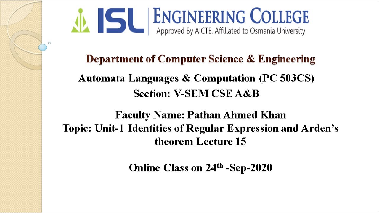 Regular Expression Identities & Arden’s Theorem 📘