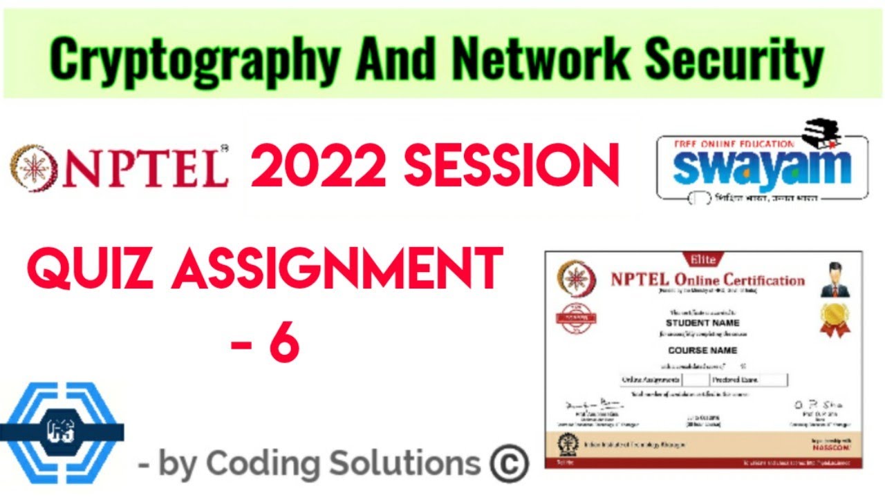 Cryptography and Network Security | Week 6 Solutions 2022 | NPTEL