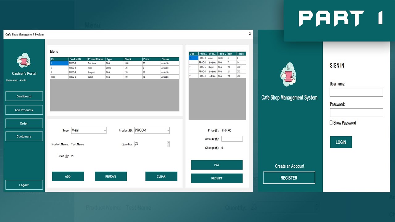 C# Tutorial Part 1 of 5 - Cafe Shop Management System with Source Code