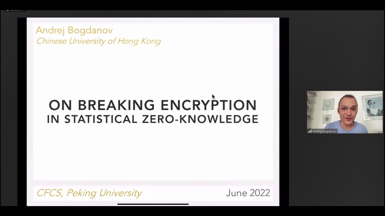 Breaking Encryption with a Statistical Zero-Knowledge Oracle: Insights by Andrej Bogdanov 🔐