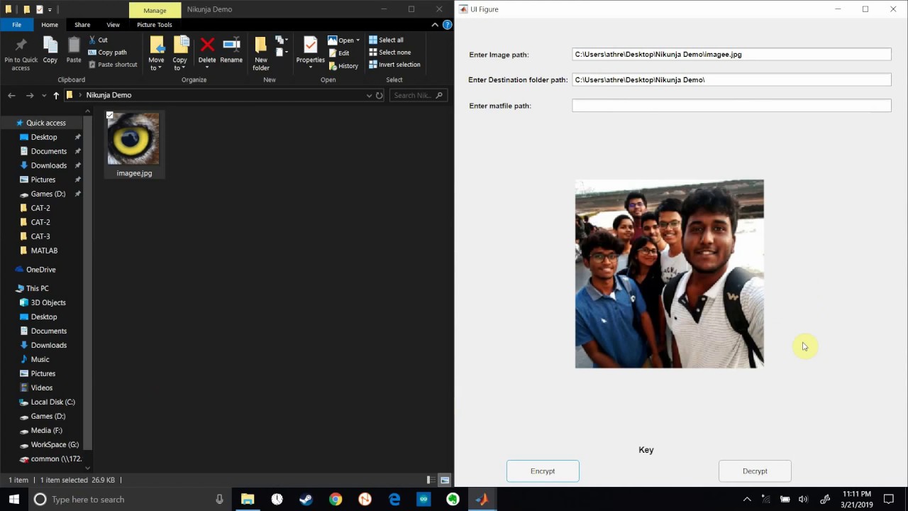 Image Encryption Demonstration Using MATLAB