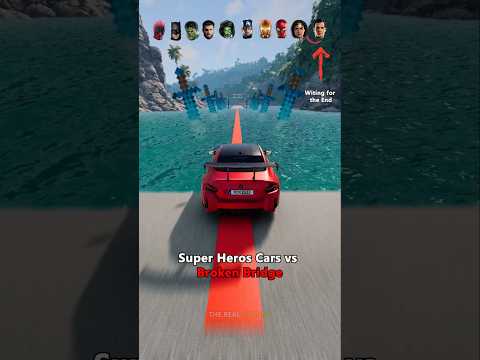 Super Heros Cars vs Broken Bridge 😱❌ BeamNG.Drive #shorts #beamngdrive