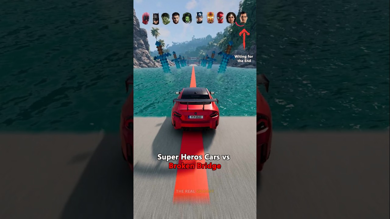 Epic Superhero Cars vs. Crumbling Bridge! 🚗💥 | BeamNG.Drive Short