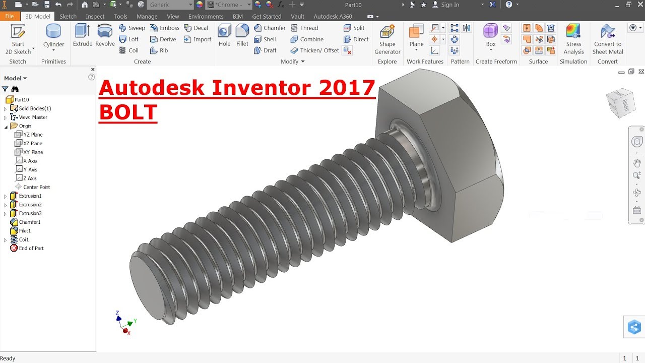 Autodesk Inventor: Bolt Creation Tutorial 🔩