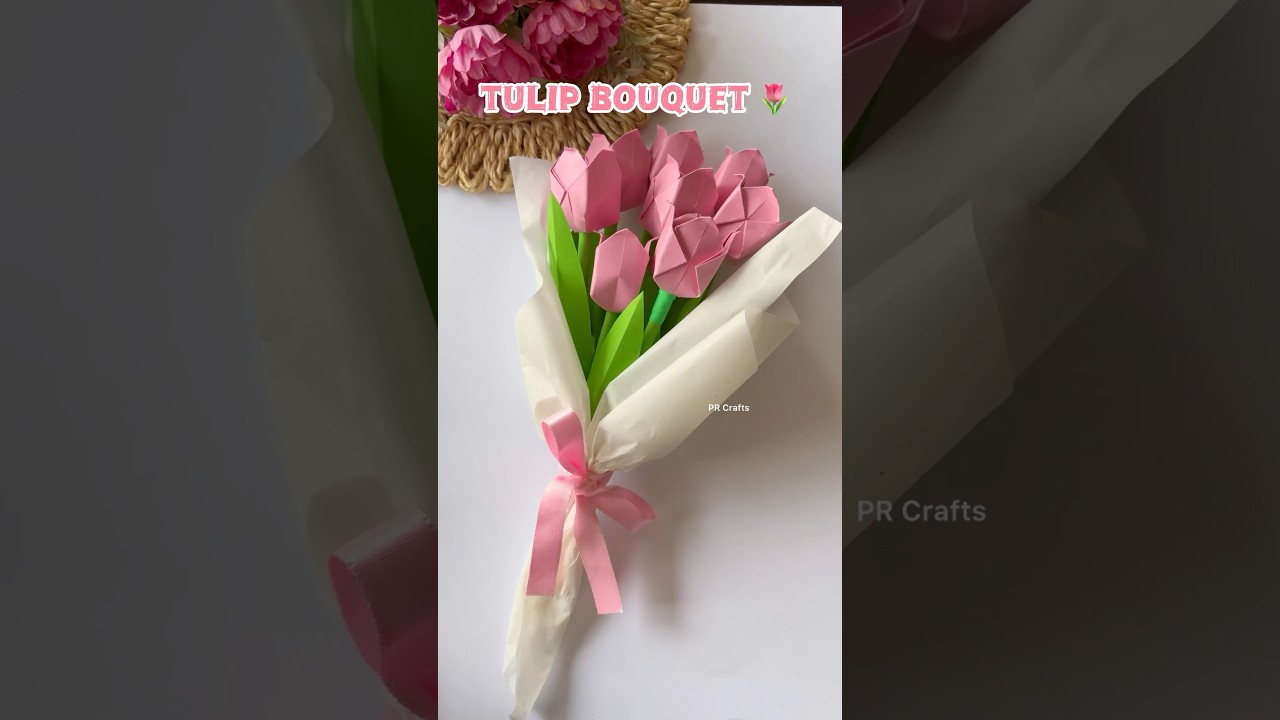 One love for tulip bouquet 🌷|| #diy #tulip #tulipflower #bouquet #paperbouquet #paperflower #craft