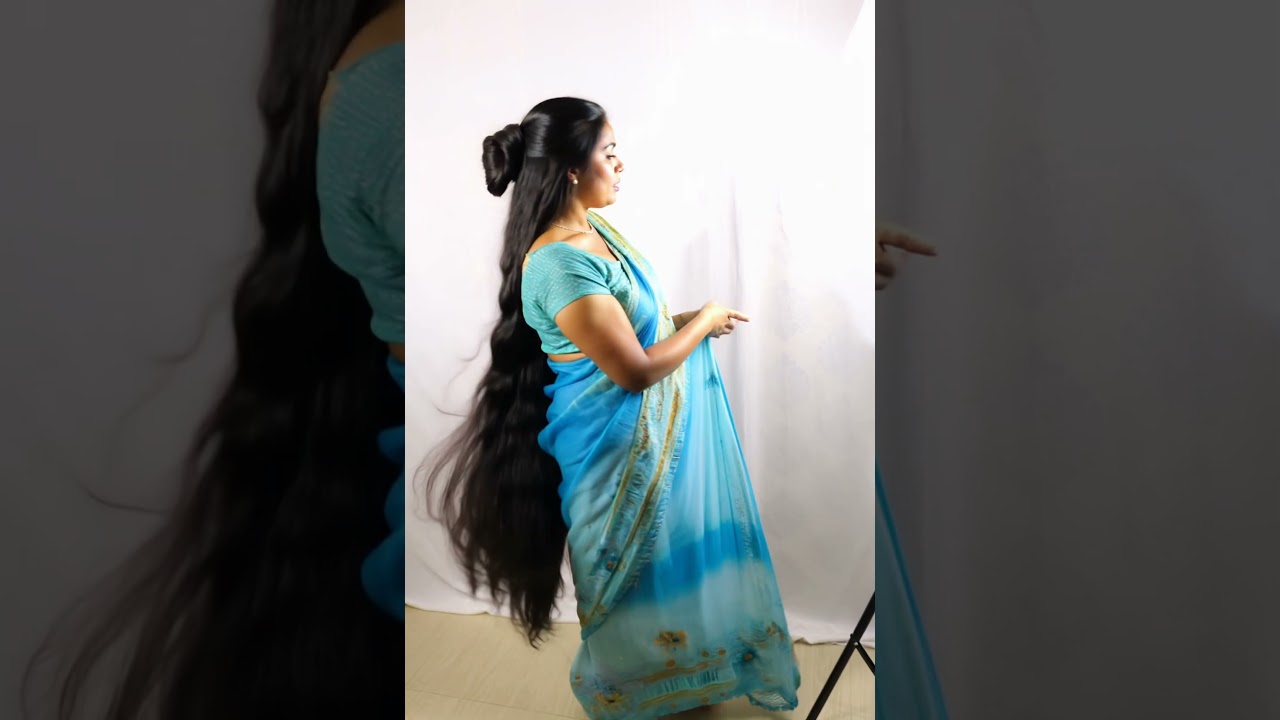 Elegant Saree Look with Half-Knot Hairstyle ✨