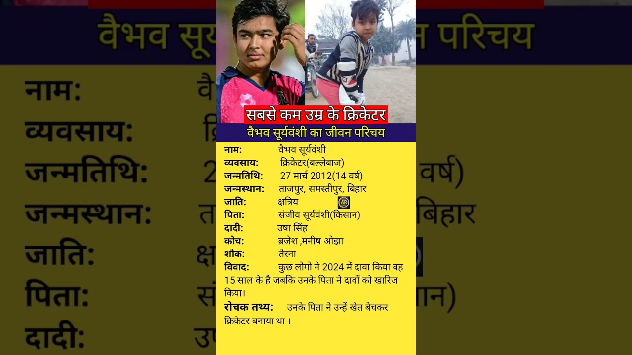 Vaibhav Suryavanshi Biography | जीवन परिचय #shorts