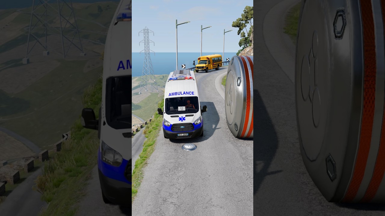 Epic Crash Test: Cars & School Bus vs Massive Pit Bollards 🚧 | BeamNG.Drive