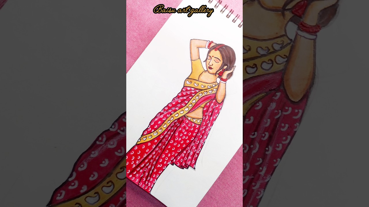 How to draw a girl in saree|Bengali girl drawing easy|#shorts #ytshorts #youtubeshorts #girldrawing