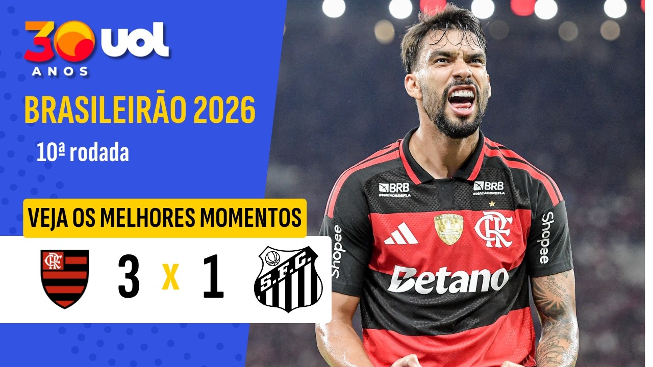 Flamengo vence Santos 3-1 no Brasileirão ⚽