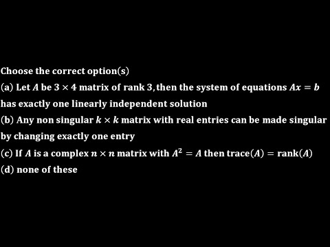 trace of an idempotent matrix equals the rank of the matrix linear algebra engineering maths tifr