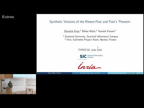 Synthetic Versions of the Kleene Post and Post's Theorem - Dominik Kirst