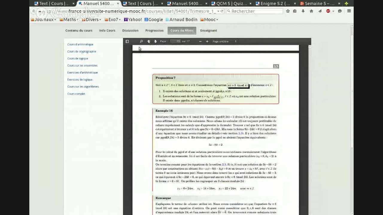 Semaine 5 - L'Arithmétique Appliquée au RSA