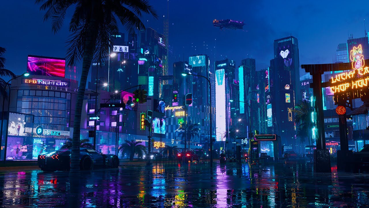 Cyberpunk Night City Rain Ambience 🌧️