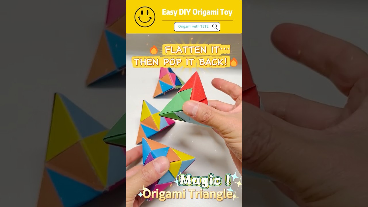 Magic Origami Triangle Cube! Press Flat ↔ Pop Up 3D (DIY Toy)