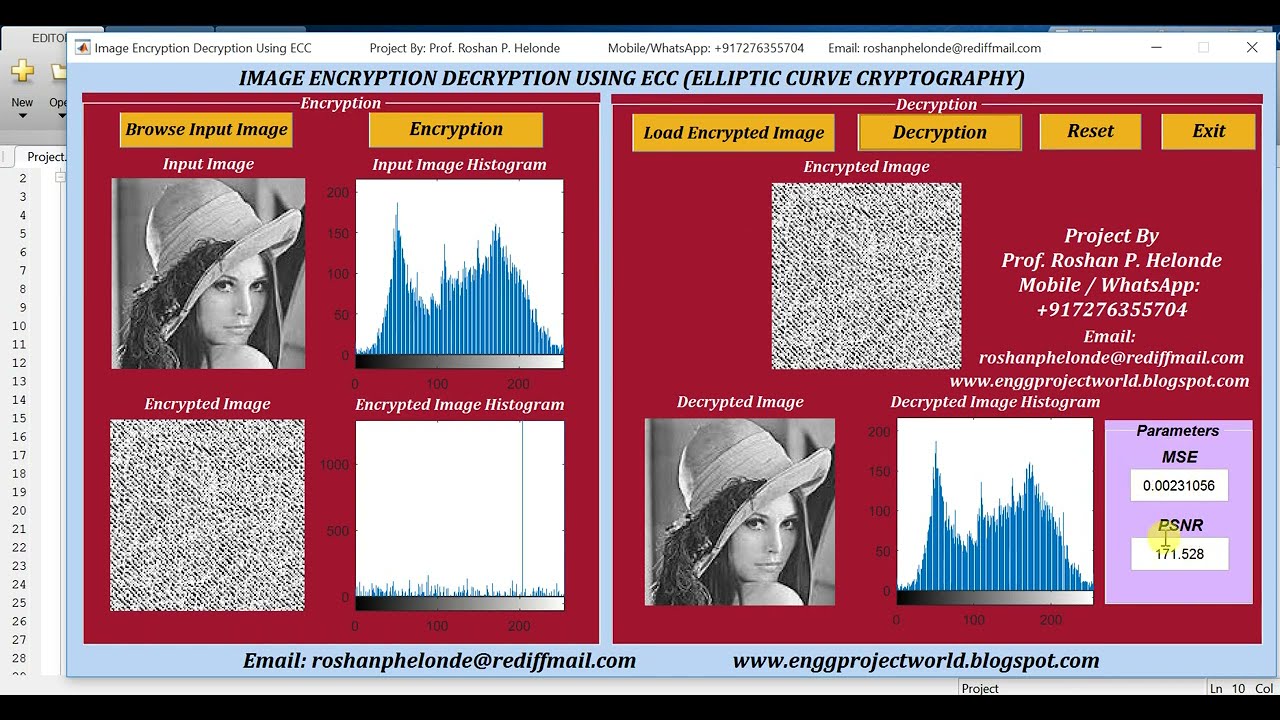 Matlab Implementation of Image Encryption and Decryption Using ECC Elliptic Curve Cryptography