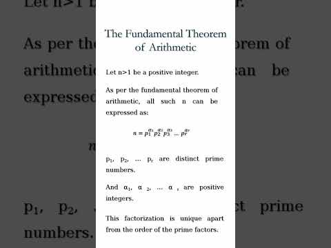 The Fundamental Theorem Of Arithmetic #shorts #thesecuritybuddy