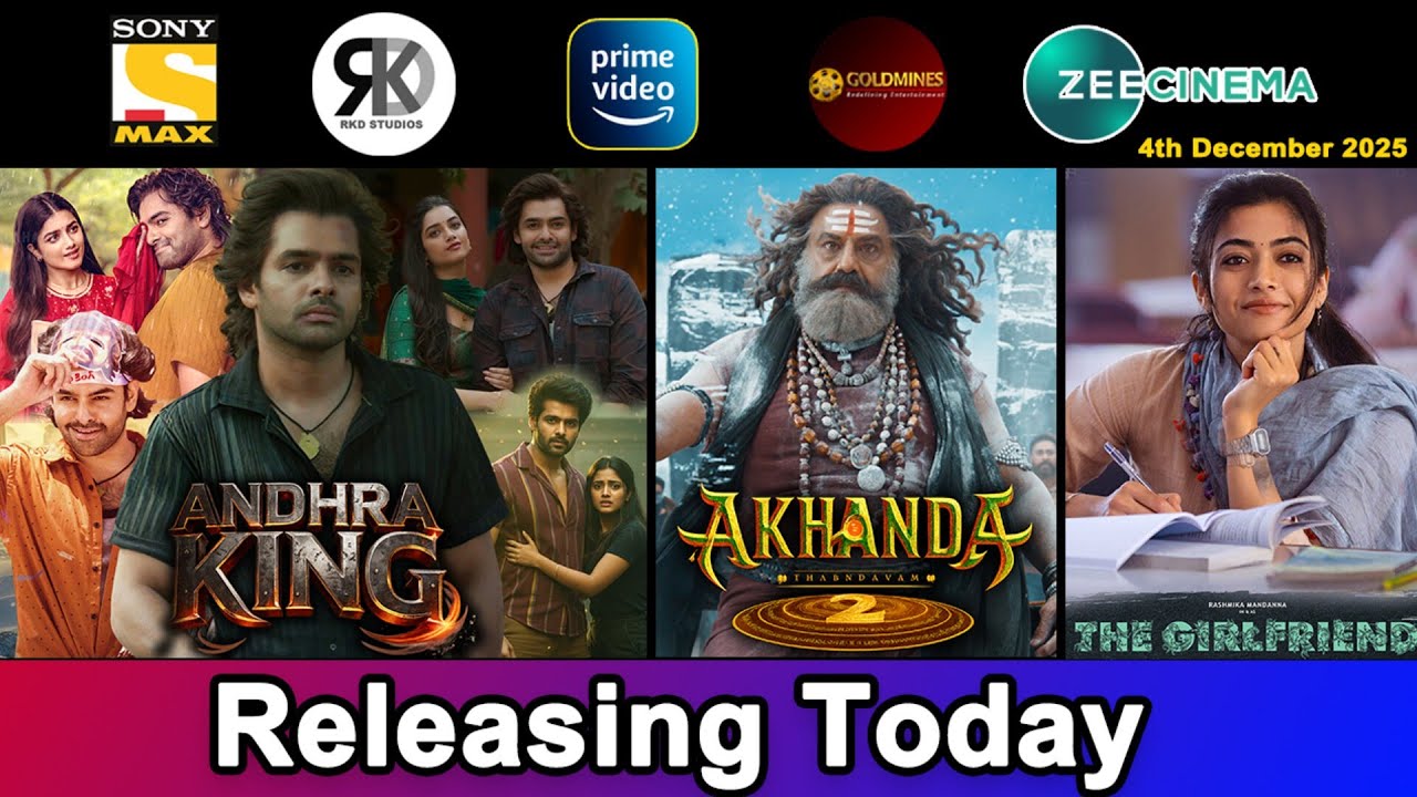 4 New South Hindi Dubbed Movies Releasing Today | Akhanda 2, Andhra King Taluka | 4th December 2025