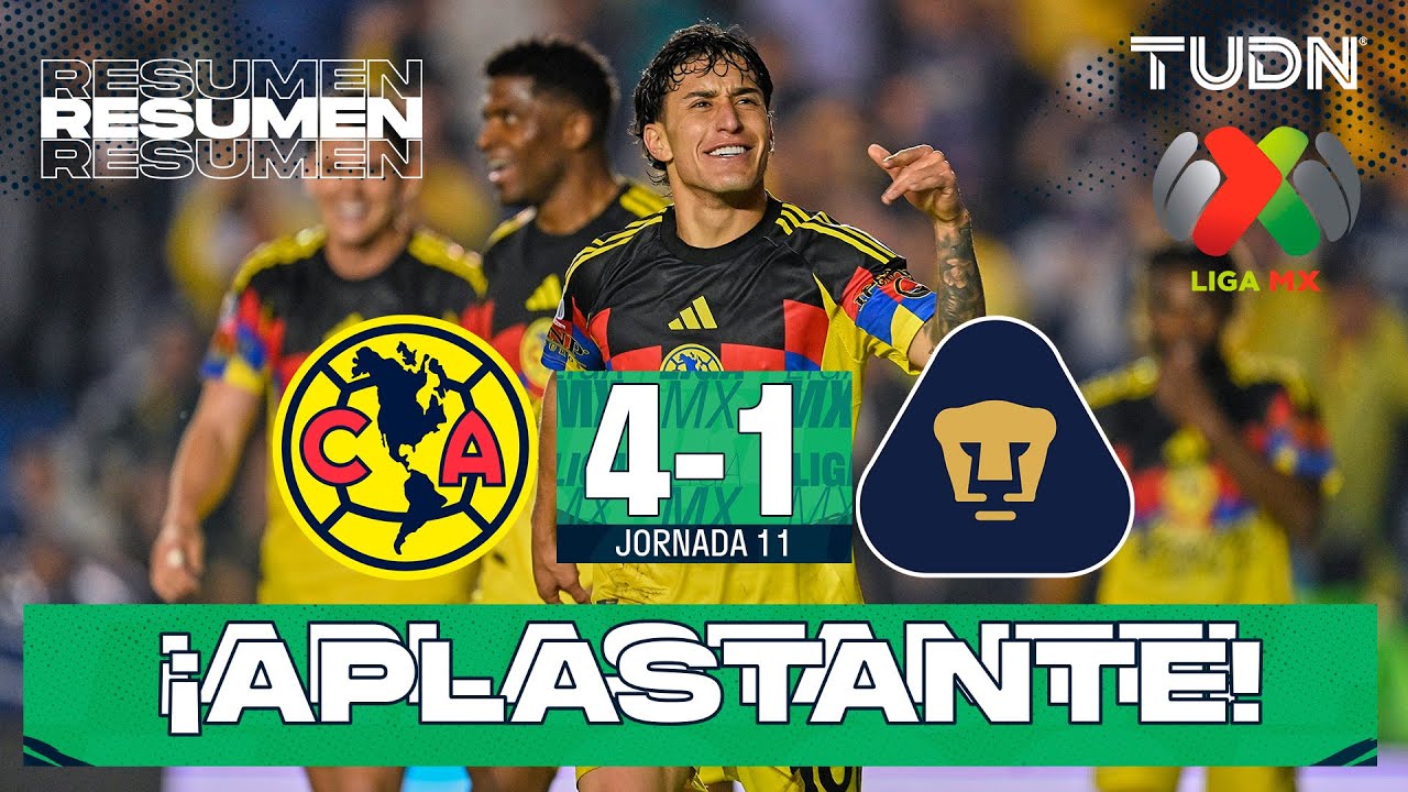 América domina a Pumas 4-1 en el Clásico de la Liga MX ⚽️