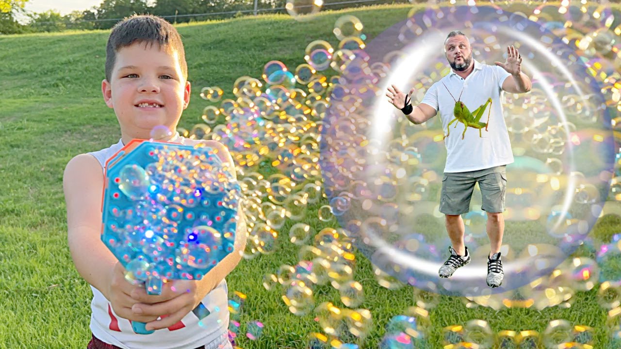 Caleb's Bubble Blaster Bug Hunt 🐞 | Fun Backyard Adventure with Family