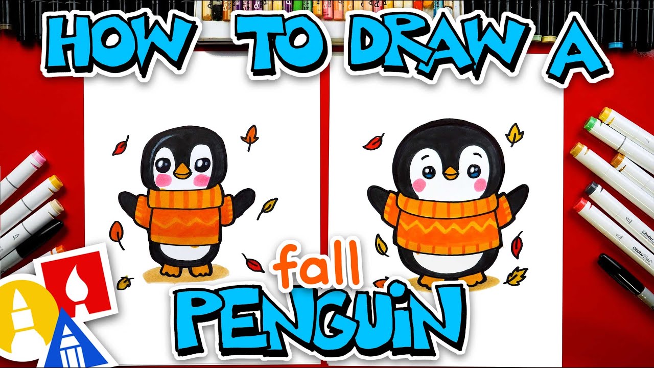 How to Draw a Fall Penguin in a Cozy Sweater