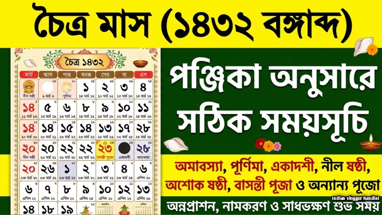 Chaitra Mas Bengali Calendar 1432 📅