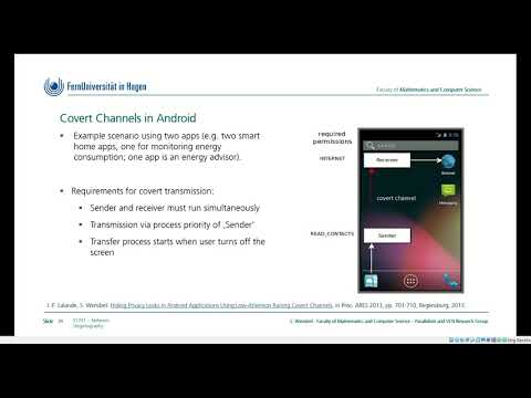 01731, Network Steganography, Chapter 2 (Local Covert Channels), Class at FernUniversität in Hagen