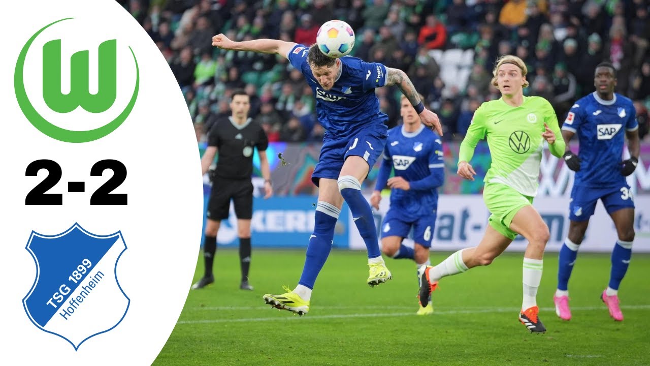 Thrilling 2-2 Draw: Wolfsburg vs Hoffenheim Highlights | Bundesliga 2023/2024 ⚽