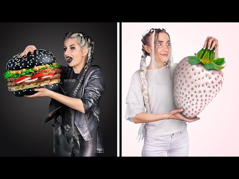 Tantangan Hitam Dan Putih! Makan Dan Membeli Semua Dalam Satu Warna Selama 24 Jam