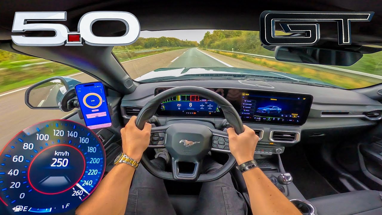 2025 Ford Mustang GT V8 Top Speed on Autobahn 🚗