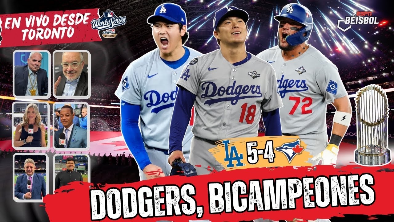 ¡Los Dodgers se coronan campeones mundiales tras un emocionante Juego 7 contra los Blue Jays 🏆