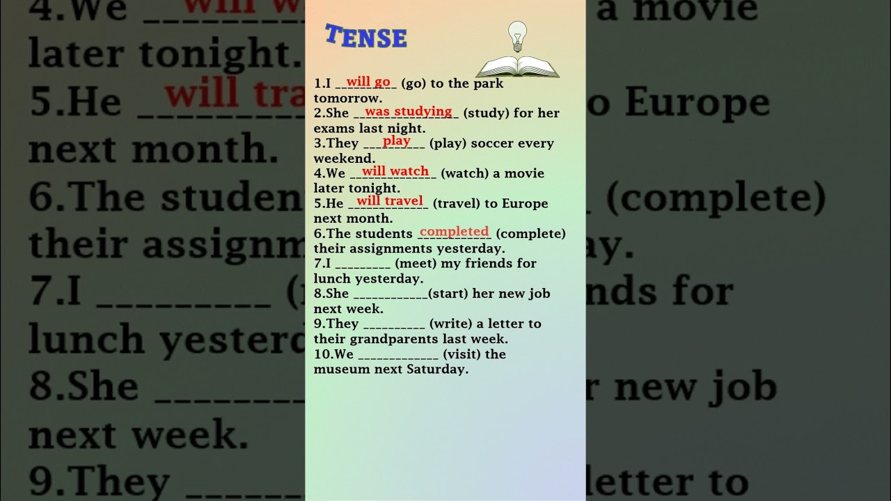 Tense Practice: Use Correct Verb Forms 📝