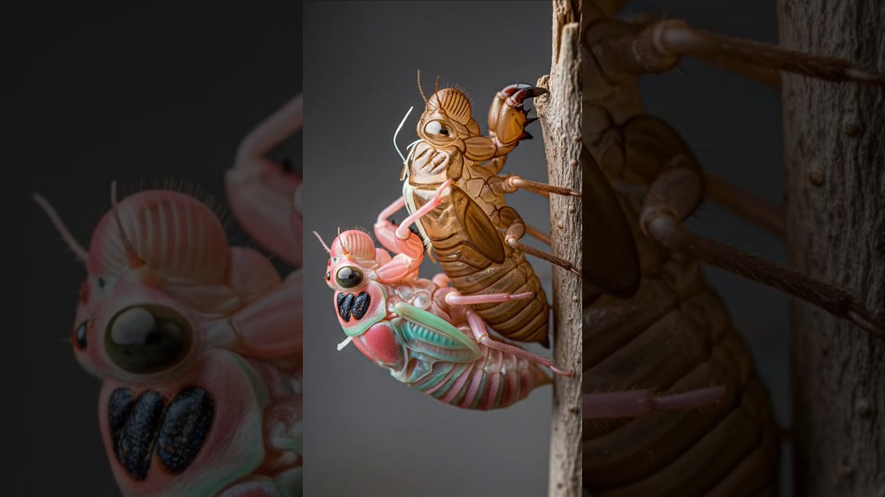 Miracle of creation removing the old shell- cicada #cicada #insects  #cicadas#nature