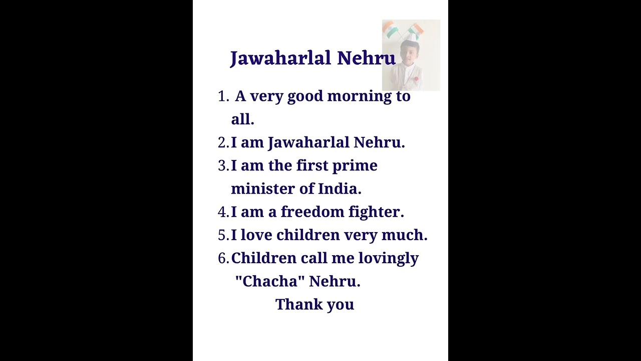 Inspiring Speech on Jawaharlal Nehru for Kids 🇮🇳 | Easy 5-Line Speech for Fancy Dress Competition