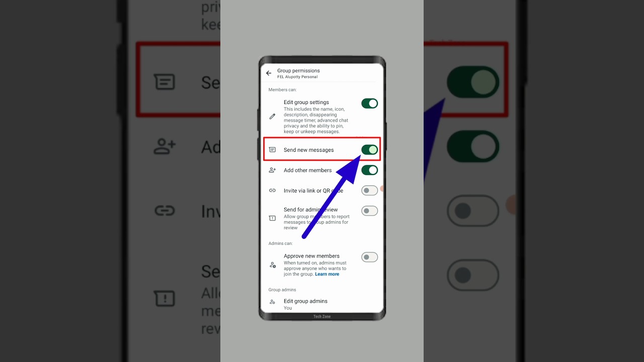 Secret Tips | Whatsapp Group Only Admin Send Message Setting | Tech Zone #shorts