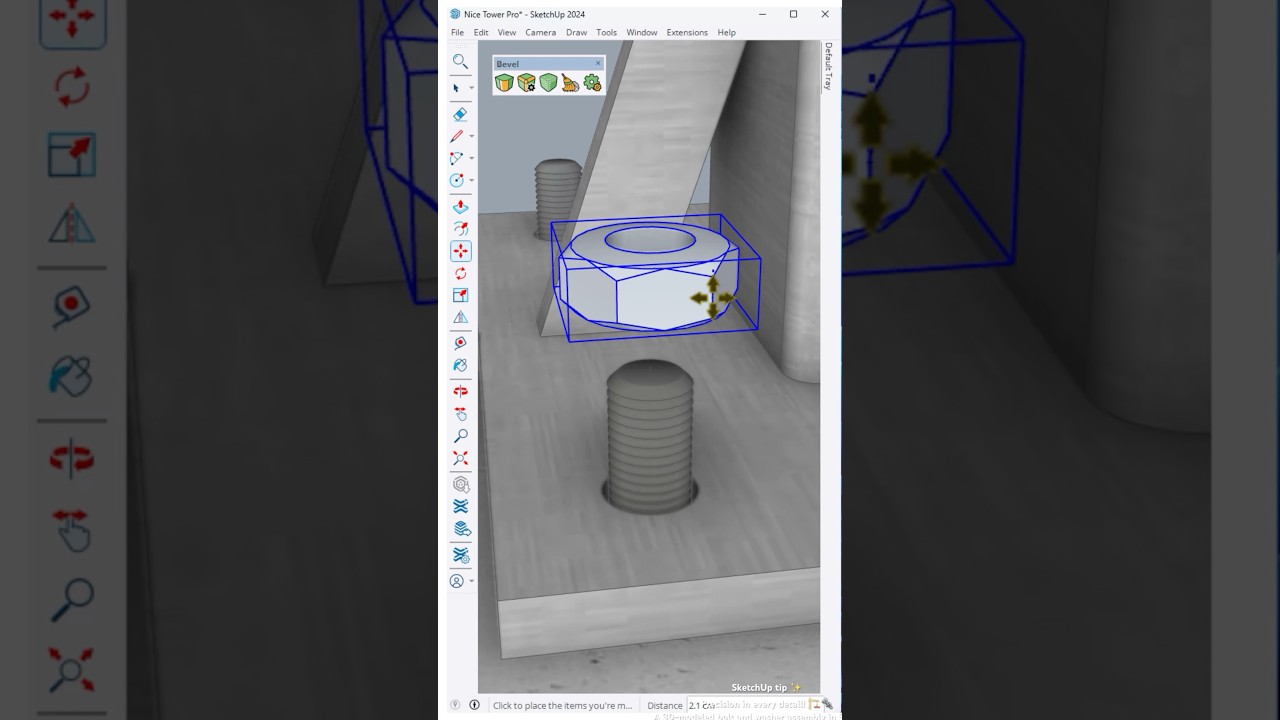 SketchUp Tip: Precise Bolt & Washer Assembly 🏗️
