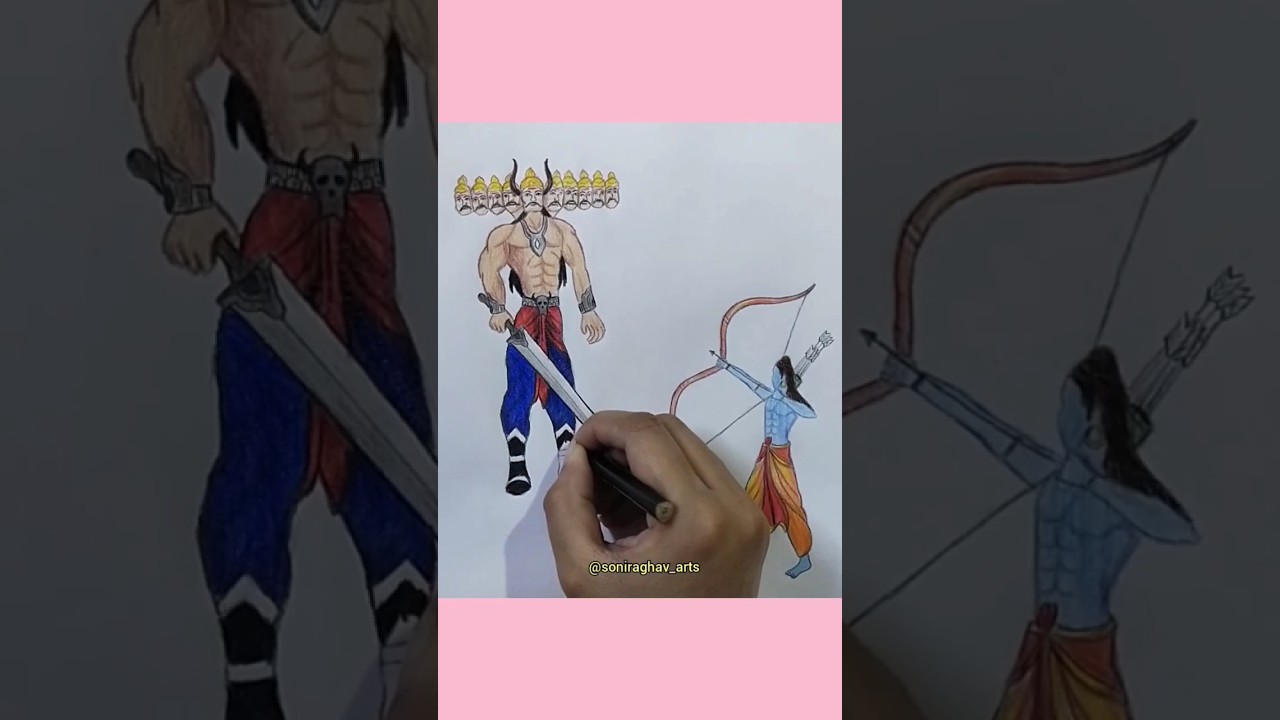 Dussehra Ravan Drawing Step-by-Step 🖍️