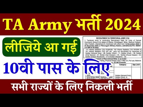 Territorial Army Rally 2024: Soldier GD Vacancies