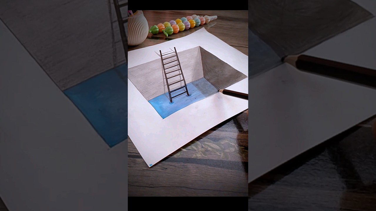 Learn how to draw stairs in 3D drawing/Step by step/3D optical illusion with pencil/3d Art ideas..