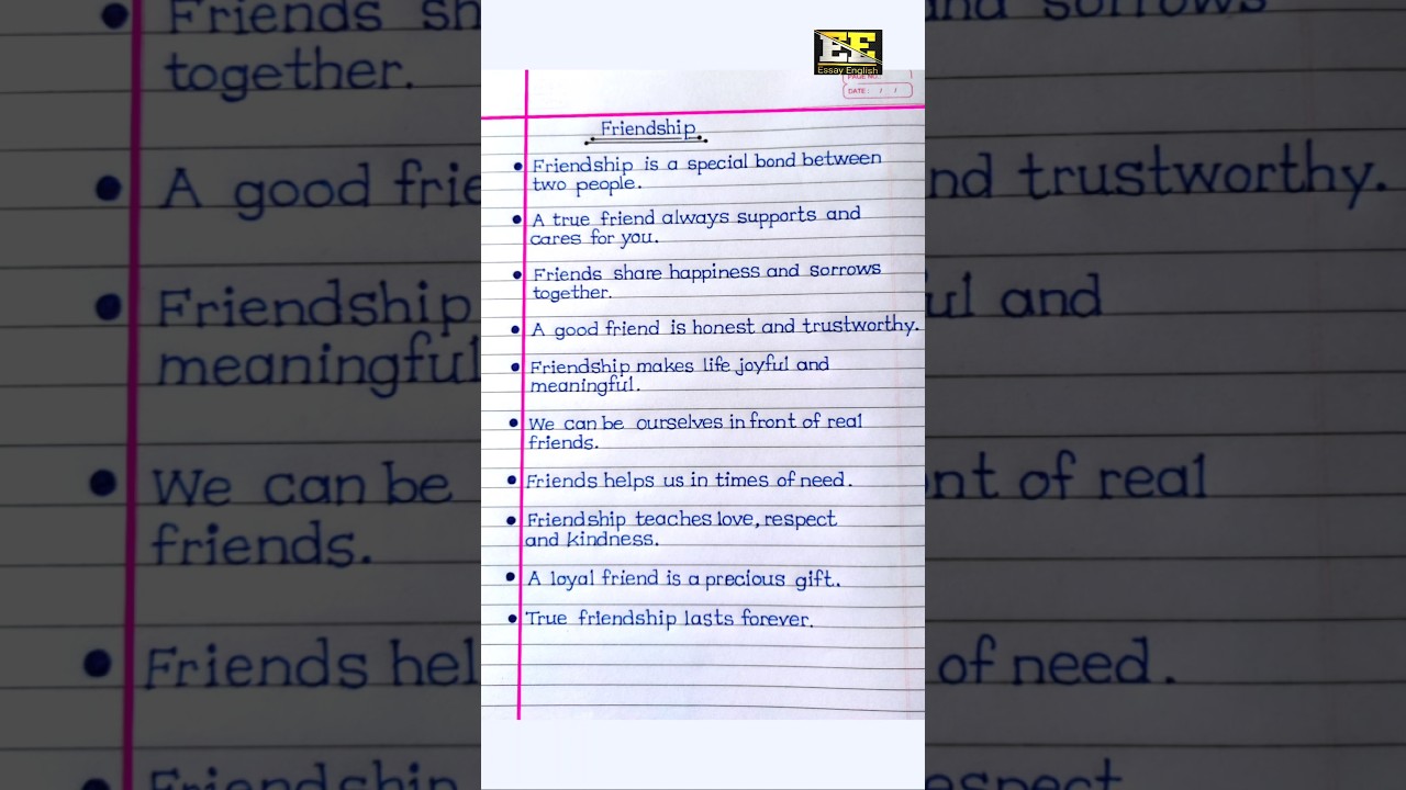 10 Lines on Friendship in English 😊