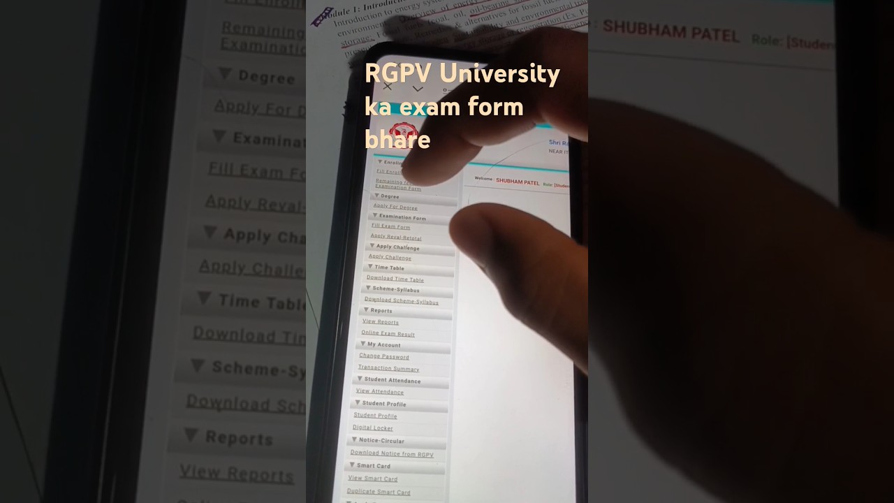 RGPV University Examination Form Submission Process for 2024 via Mobile