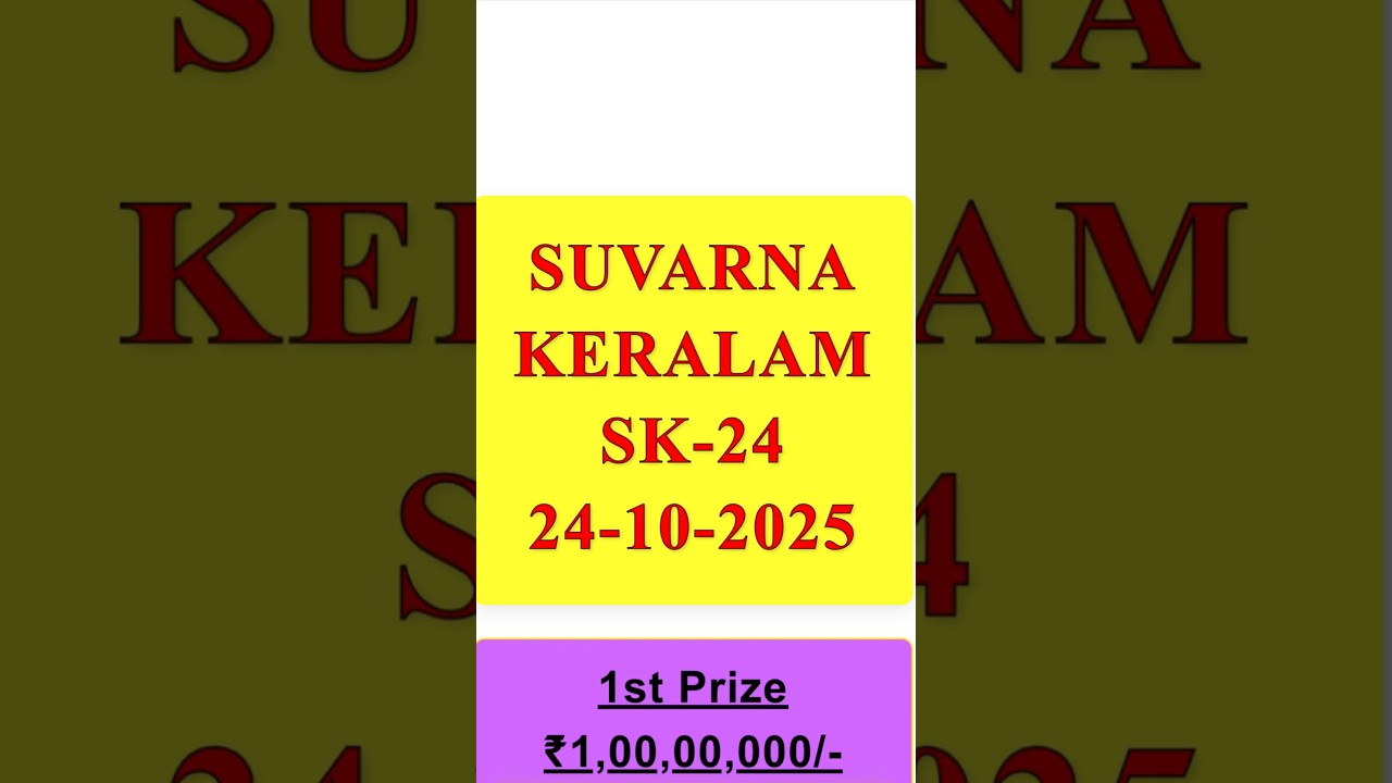 Live Kerala Suvarna Keralam Lottery Results for October 24, 2025 🏆 | Check Today’s Winning Numbers