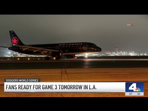 Fans get ready for World Series Game 3 as Dodgers land back in LA