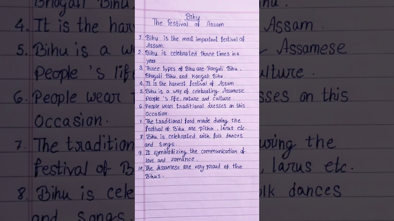 10 lines On Bihu -The festival of Assam # bihu#ytshorts #kbeducation#tradding#viralshorts