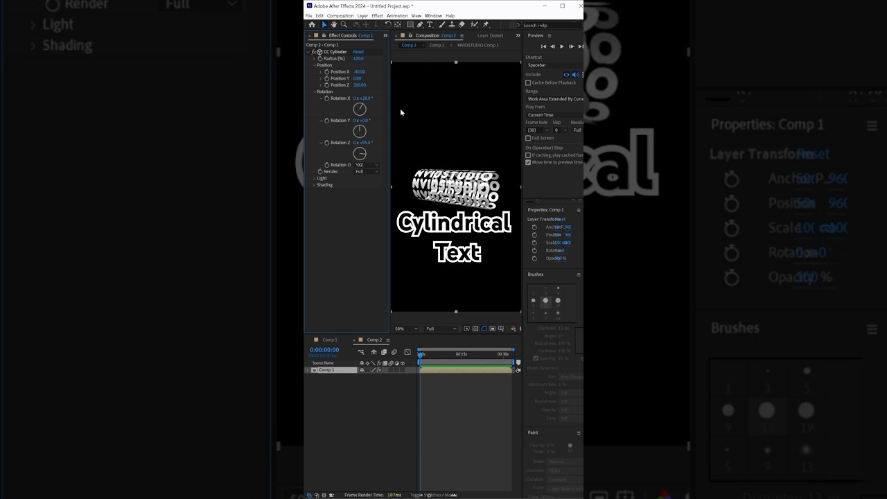 Create Rotating Cylinder Text Effect in After Effects