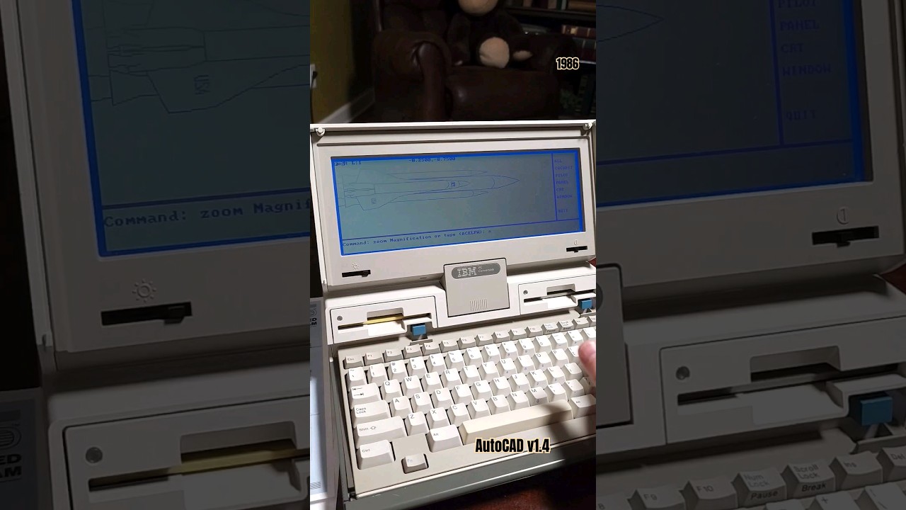Running AutoCAD 1.4 on the 1986 IBM PC Convertible 💻